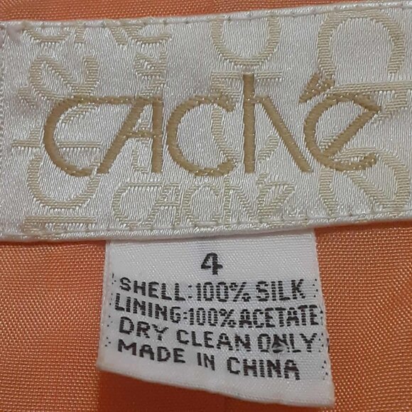 Cache Vintage Women's Skirt Suit Size 4/6 Peach 100% Silk Beaded *READ* - Picture 4 of 15